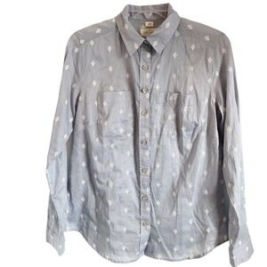 Ann Taylor Loft NWT The Softened Thin Lightweight Blue Diamond Pattern Blouse S